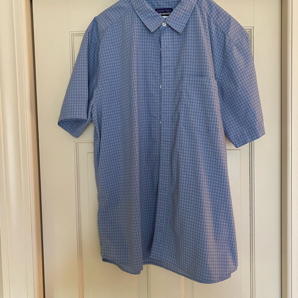 Patagonia Light Blue Checked Short Sleeve Shirt